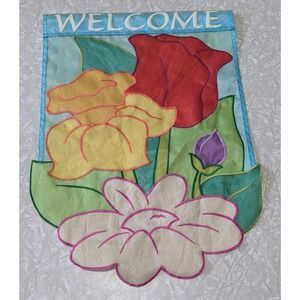 Vintage Garden Flag Tulip Daffodil Daisy Flower Spring Summer 13"x18"